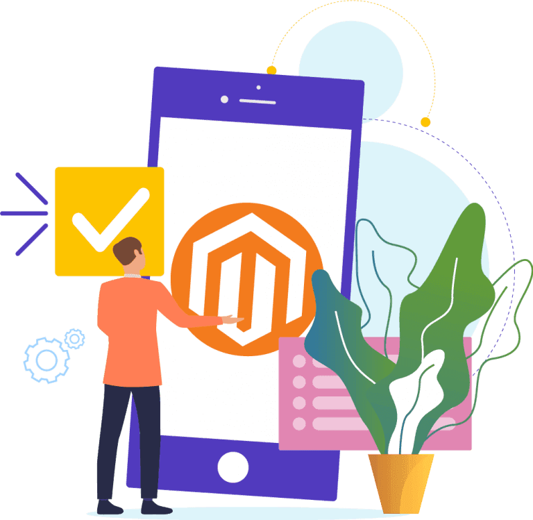 Magento development services vector image 768x749
