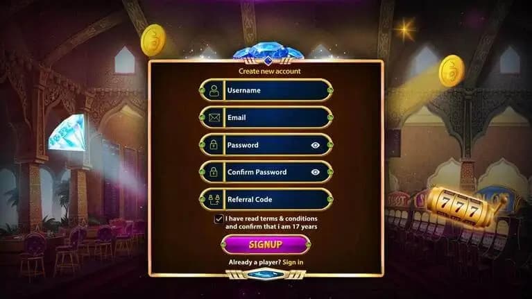 Slot Machine Android Source Code Sign Up Screen
