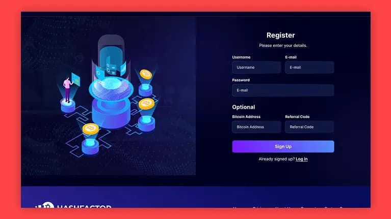  blockchain software registration screen