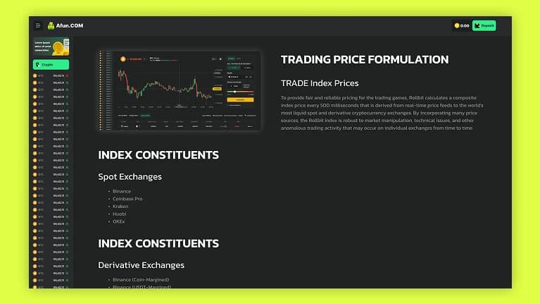 crypto wallet trading price formulation screen