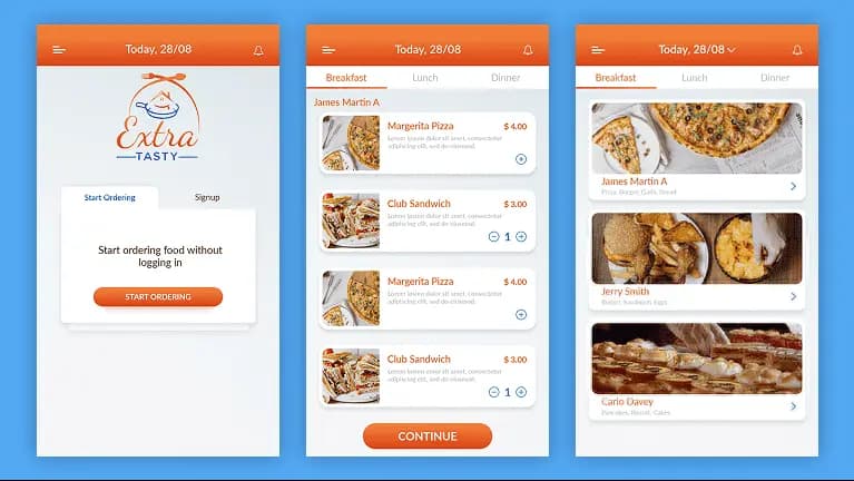 food order screen - food delivery app clone