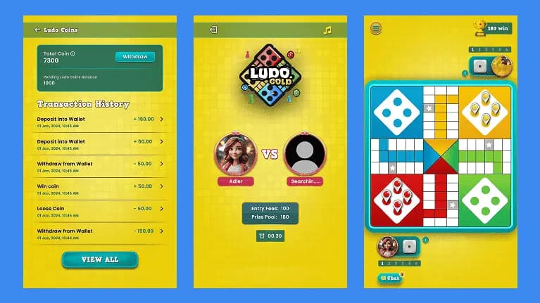 transaction screen - best ludo game app development