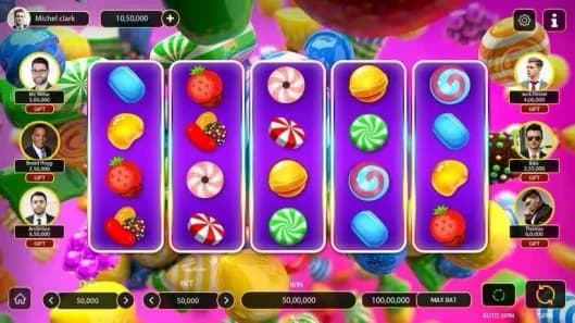 game play candy theme slot game interface screen