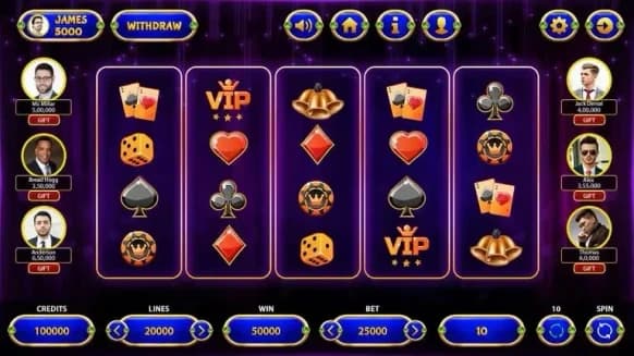 game play slot game interface screen