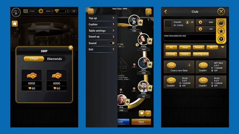 poker game shop club screen