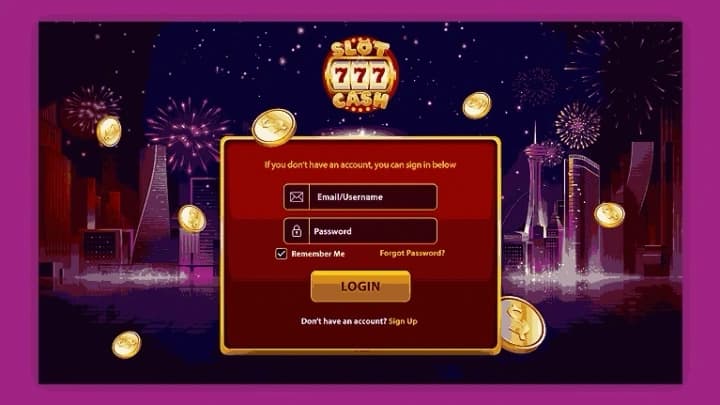 slot 777 cash game login screen