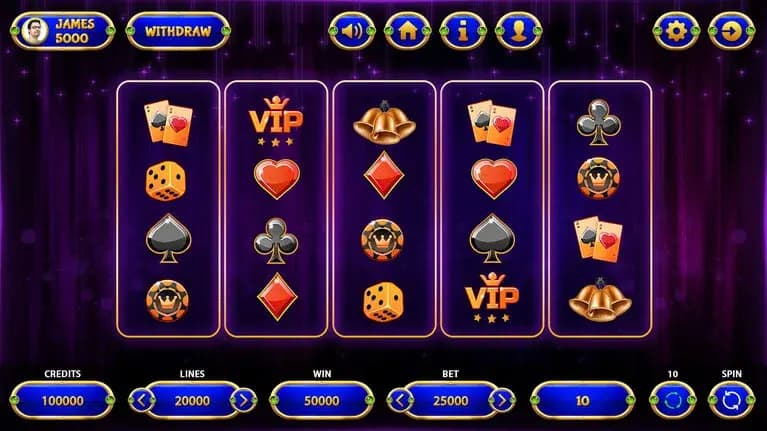 poker theme slot game interface screen