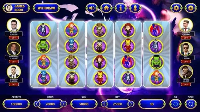 super spin league theme slot machine animation screen