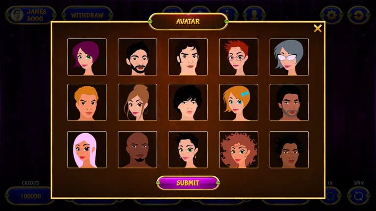 unity slot machine game software avatar screen interface