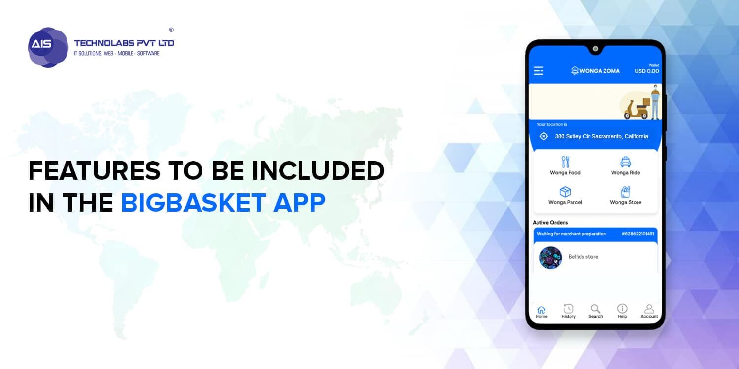 Features to be included in the BigBasket clone app BigBasket clone app
