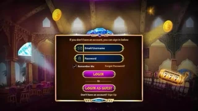 User Login Screen of Slot Machine Game Interface user login screen of slot machine game interface