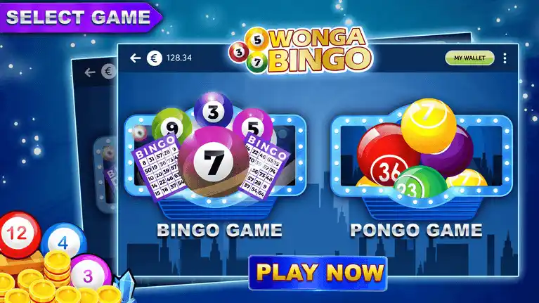 bingo game selection screen