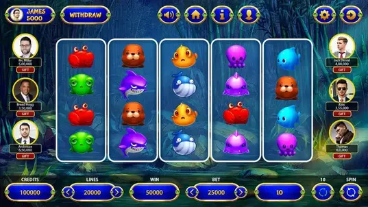 ocean theme slot game interface screen