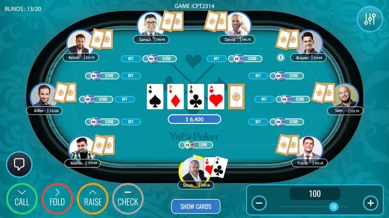 our poker app playing screen table 2 our poker app playing screen table 2