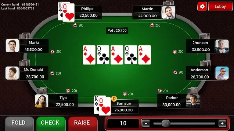 our poker app playing screen table 3 our poker app playing screen table 3