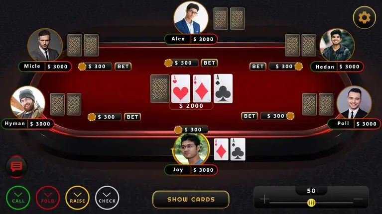 our poker app playing screen table 4 our poker app playing screen table 4