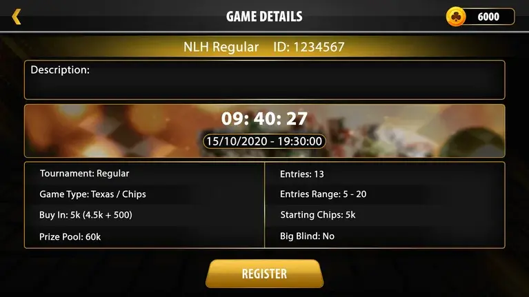 poker tournament details screen poker tournament details screen