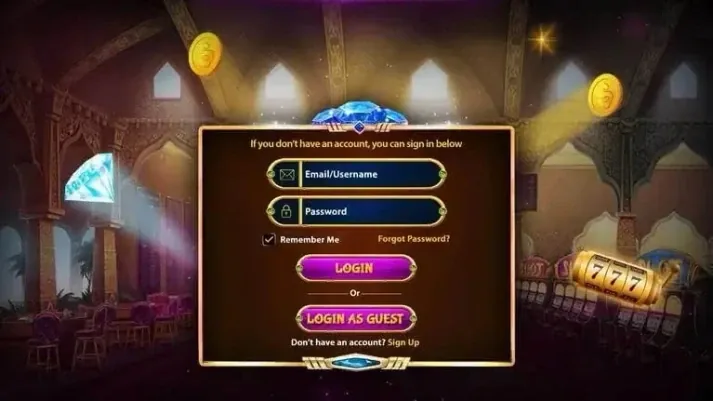 User Login Screen of Slot Machine Game Interface user login screen of slot machine game interface