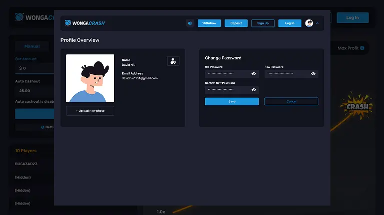 profile overview screen profile overview screen