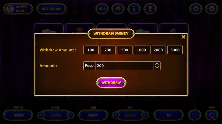 Withdraw Money Screen