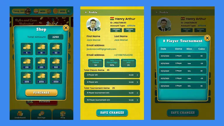 shop screen - best ludo game app development