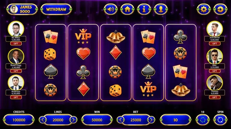 poker theme slot game interface screen